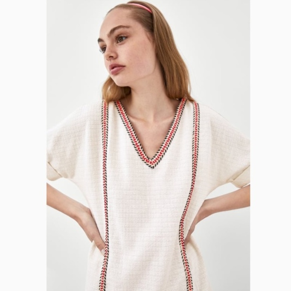 White ZARA Tweed Dress, Sz L (NWT)